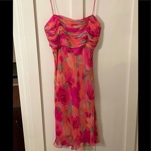 EUC ZOLA ICE fun 100% SILK floral spaghetti strap dress
